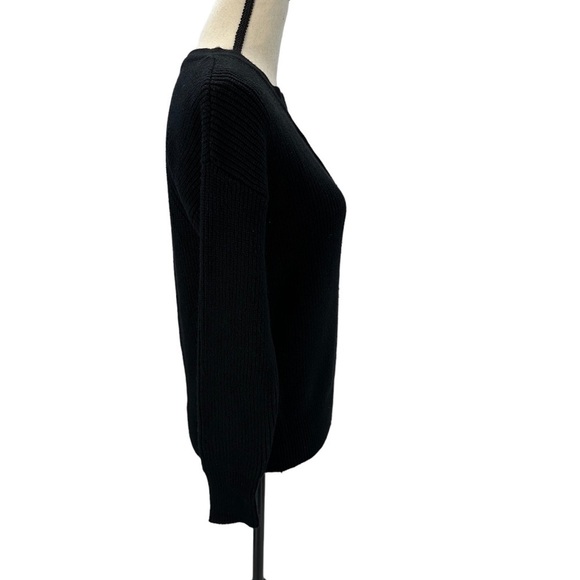 Studio by JPR Long Sleeve Crew Neck Lace Peephole Ribbed Sweater - Black - Small - Picture 2 of 8